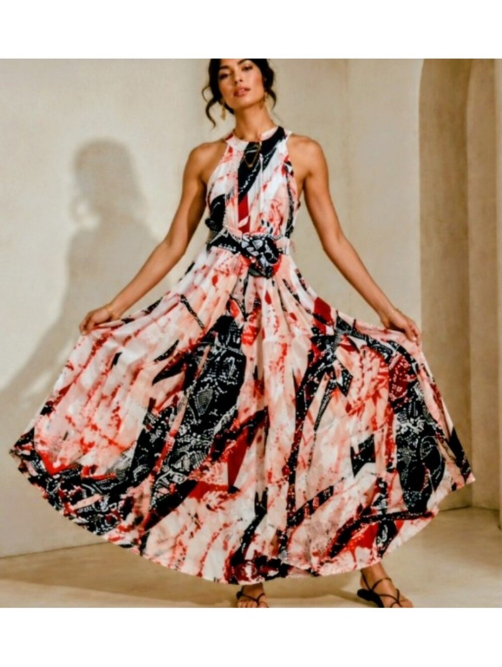 NWT! ANTHROPOLOGIE ABEL THE LABEL M ABSTRACT FEMININE FLOWING RESORT SUN DRESS - Picture 9 of 10